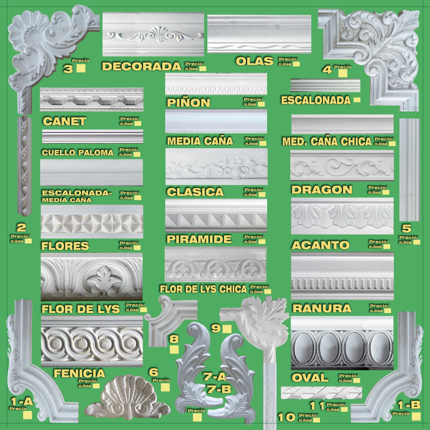 Catálogo de molduras decorativas en yeso
